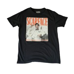 Scarface Tony Montana The World Is Yours Black Graphic T-Shirt Mens Small S